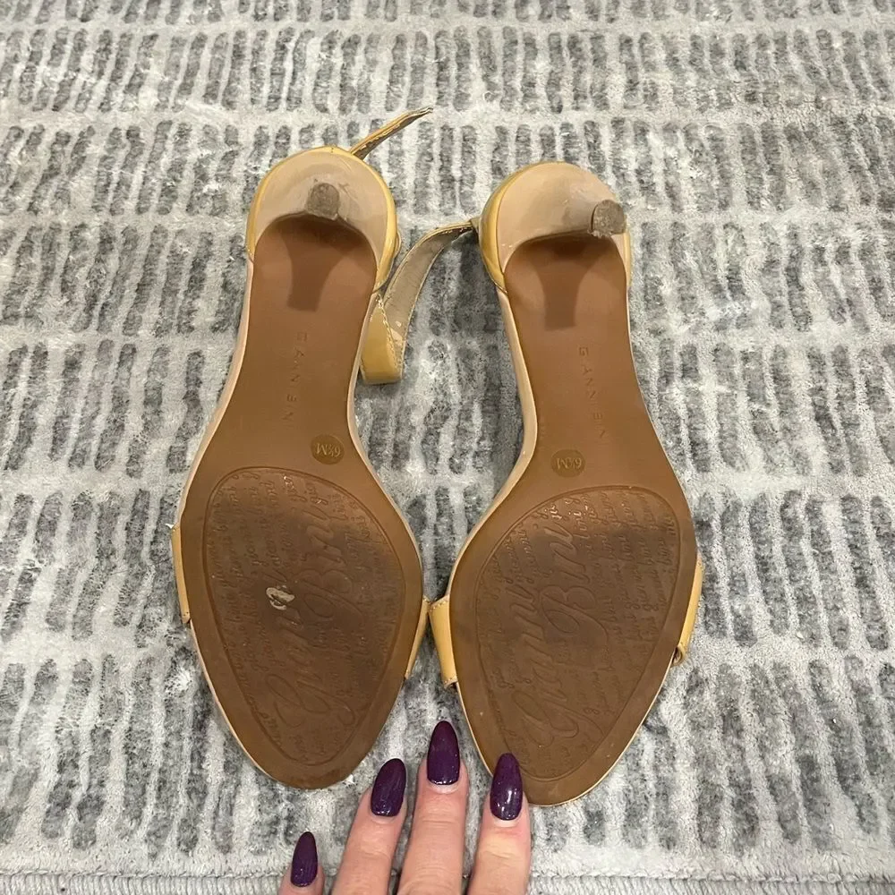 Gianni Bini Platform Kitten Heels Sandals Ankle Strap Mustard Yellow Size 6.5 M